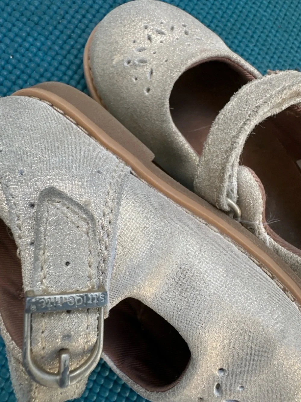 Stride Rite Gold Sparkle Mary Jane Toddler Shoes Leather Size 6.5